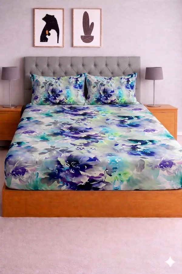 Purple_Cotton_Starfit_Double_Bedsheet_With_210_Thread_Count