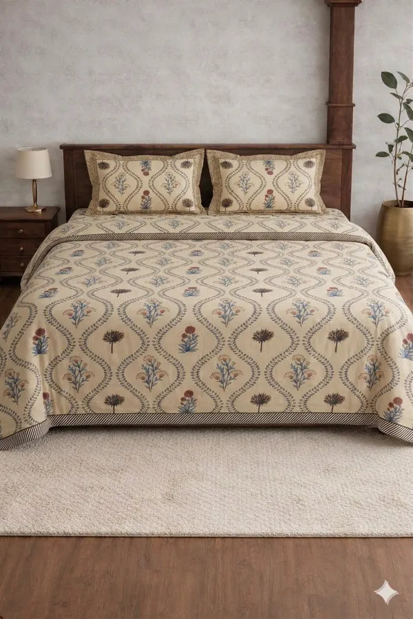 Yellow_Cotton_Tulip_Double_Bedsheet_With_210_Thread_Count