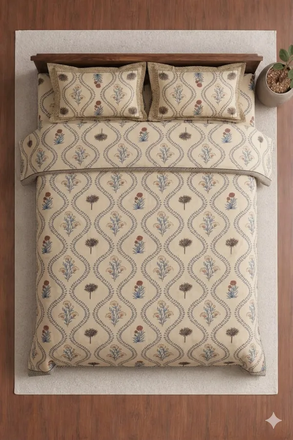 Yellow_Cotton_Tulip_Double_Bedsheet_With_210_Thread_Count