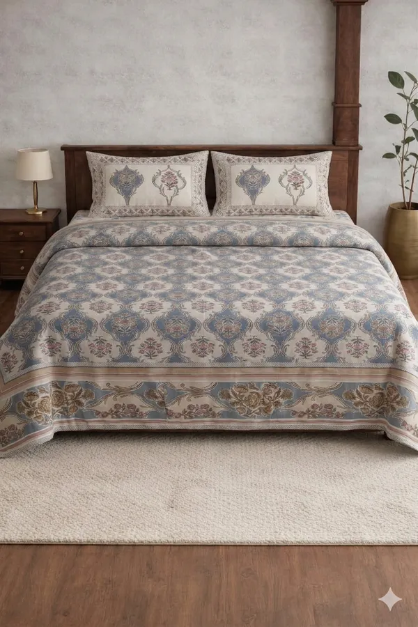 Multicolor_Cotton_Kaya_Double_Bedsheet_With_210_Thread_Count