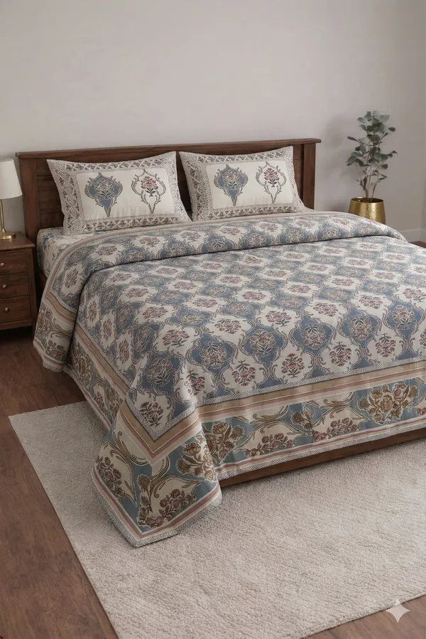 Multicolor_Cotton_Kaya_Double_Bedsheet_With_210_Thread_Count