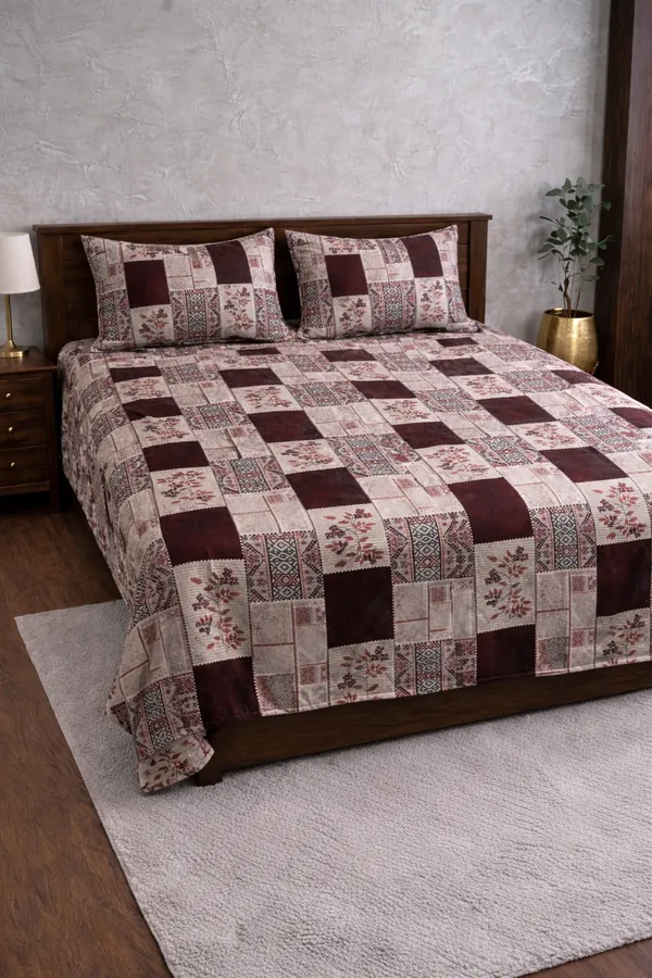 Maroon_Cotton_Boston_Double_Bedsheet_With_180_Thread_Count