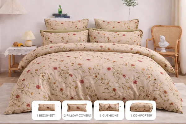 Brown_Cotton_6_Pc_Bedding_Set