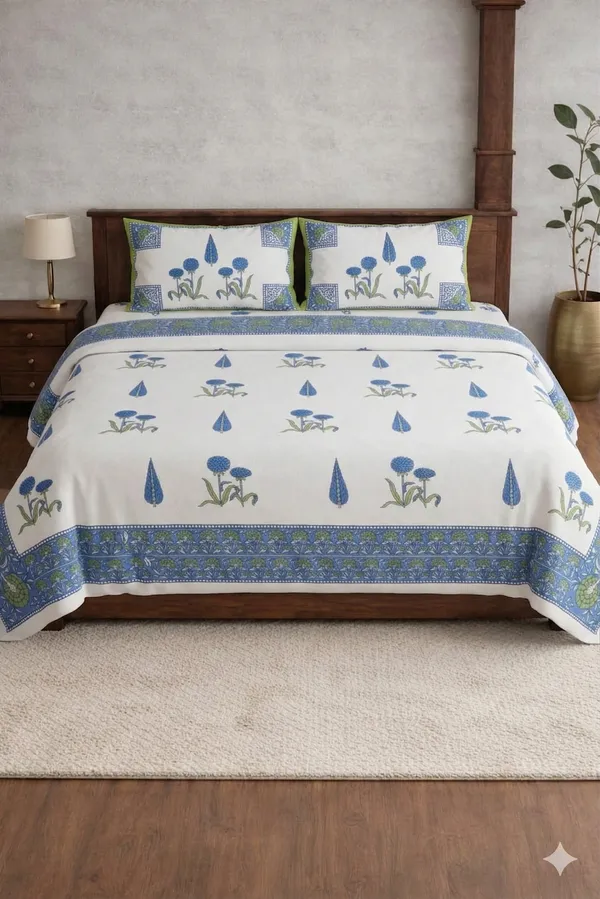 White_Cotton_Tulip_Double_Bedsheet_With_210_Thread_Count
