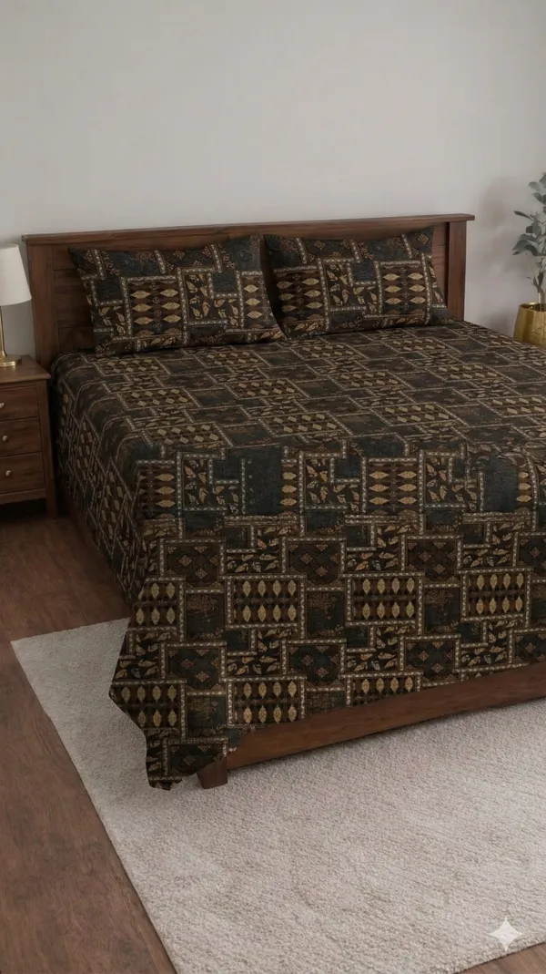 Brown_Cotton_Italian_Meenakari_Double_Bedsheet_With_310_Thread_Count