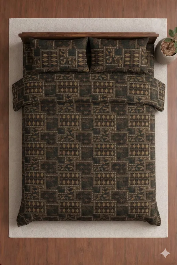 Brown_Cotton_Italian_Meenakari_Double_Bedsheet_With_310_Thread_Count