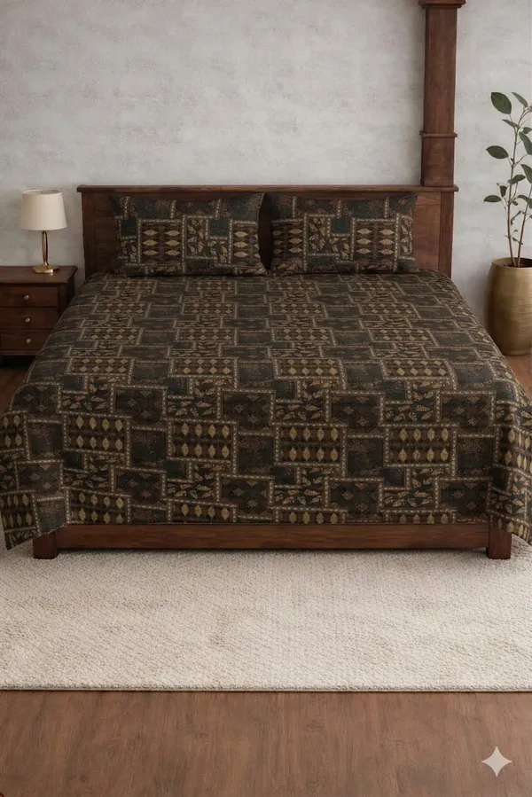 Brown_Cotton_Italian_Meenakari_Double_Bedsheet_With_310_Thread_Count