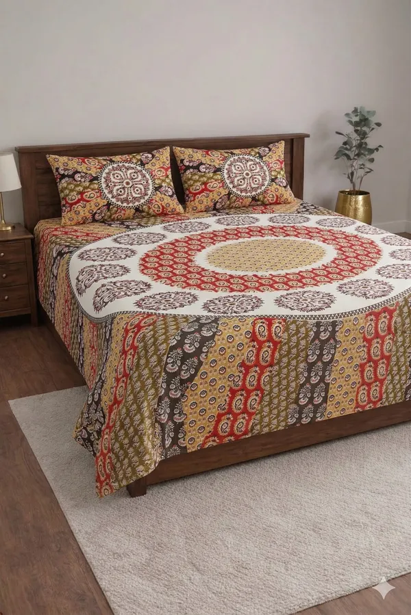 Multicolor_Cotton_Jhankar_Double_Bedsheet_With_180_Thread_Count