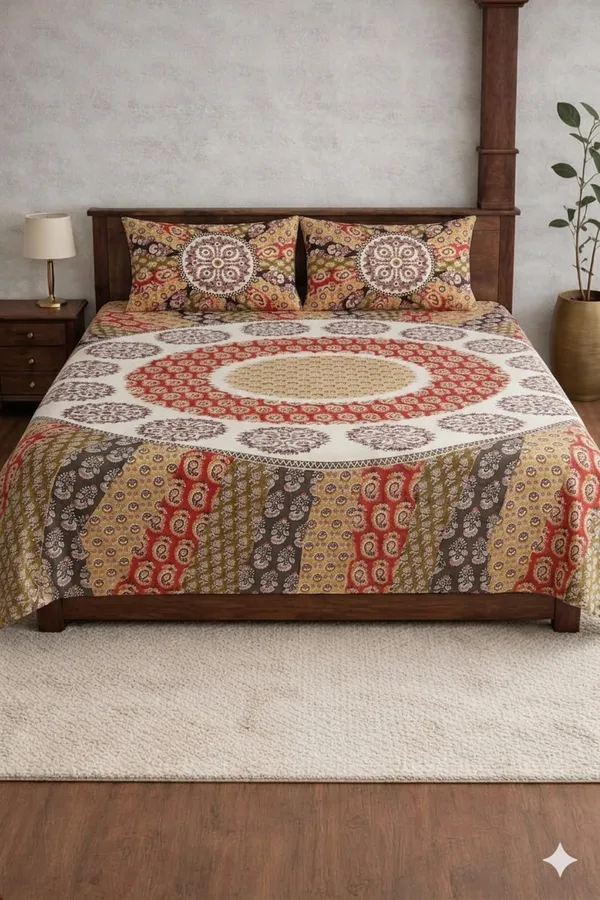 Multicolor_Cotton_Jhankar_Double_Bedsheet_With_180_Thread_Count