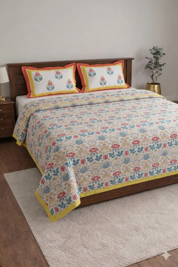 White_Cotton_Amruta_Double_Bedsheet_With_210_Thread_Count