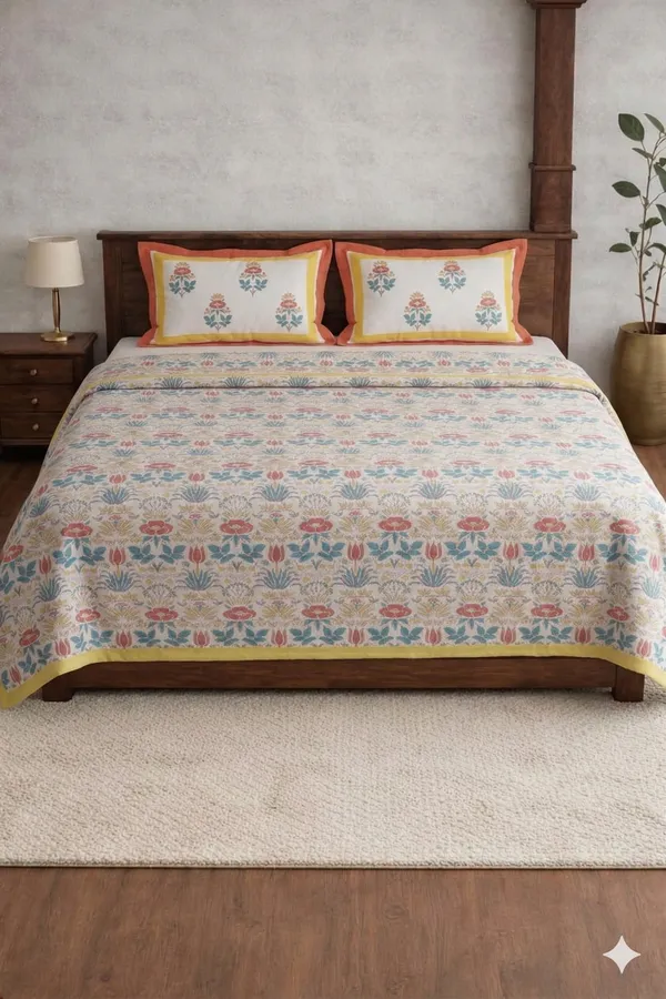 White_Cotton_Amruta_Double_Bedsheet_With_210_Thread_Count