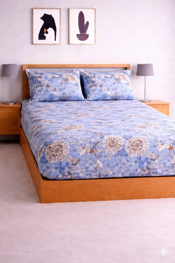 Blue_Cotton_Magnet_Double_Bedsheet_With_210_Thread_Count