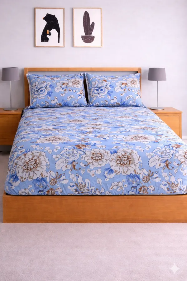 Blue_Cotton_Magnet_Double_Bedsheet_With_210_Thread_Count