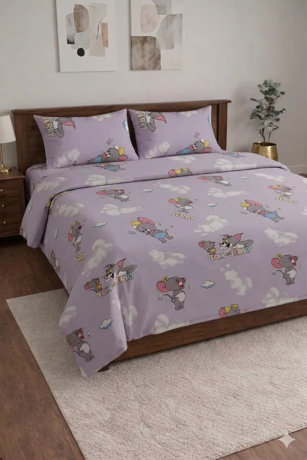 Light_Purple_Cotton_Comfy_Kids_Double_Bedsheet_With_210_Thread_Count