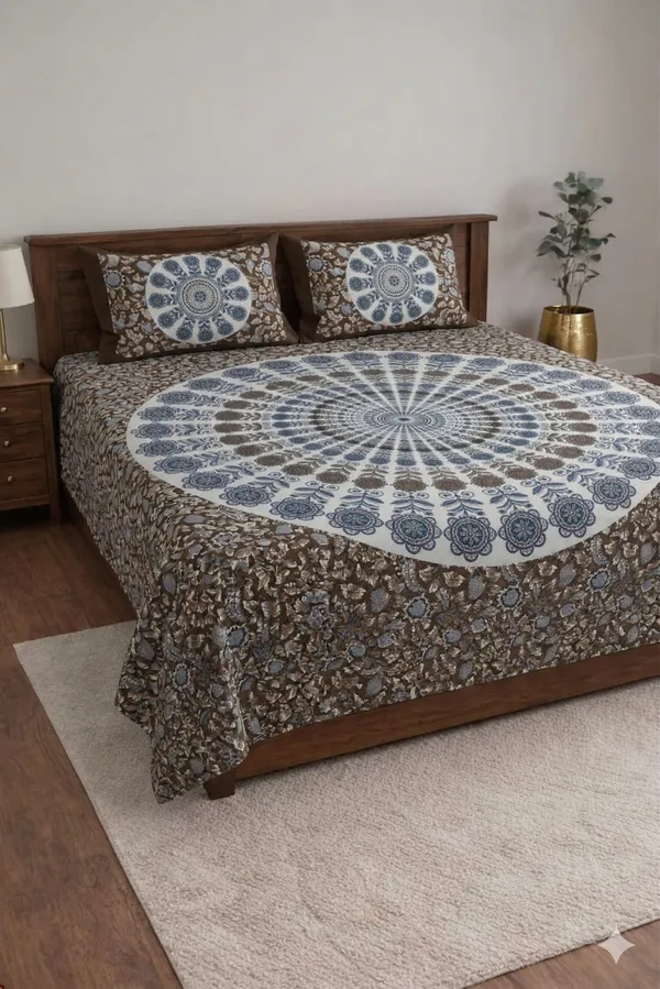 Multicolor_Cotton_Block_Jaal_Double_Bedsheet_With_180_Thread_Count