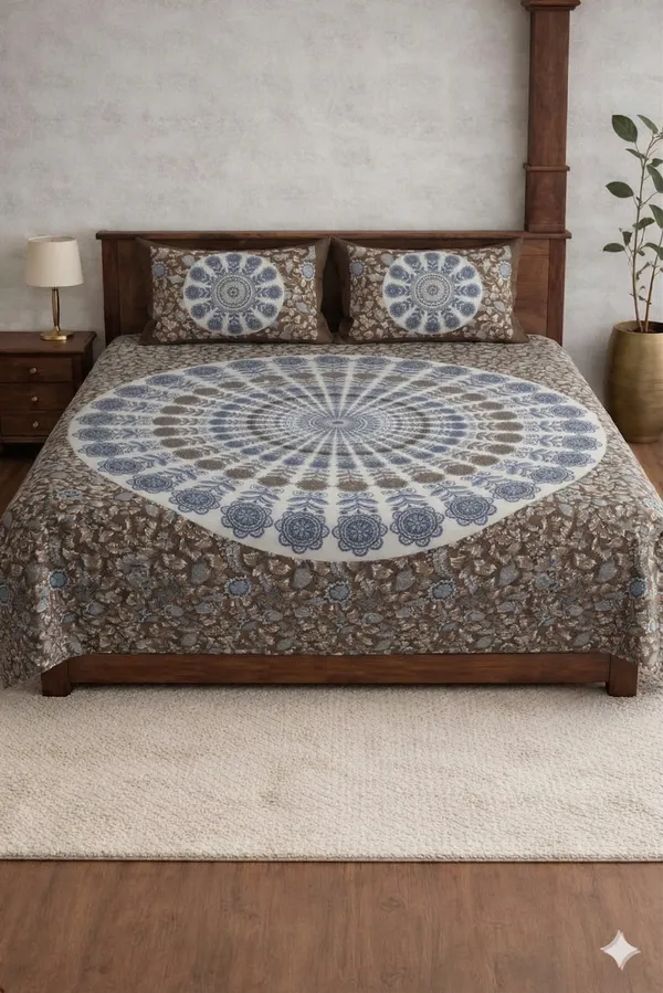 Multicolor_Cotton_Block_Jaal_Double_Bedsheet_With_180_Thread_Count