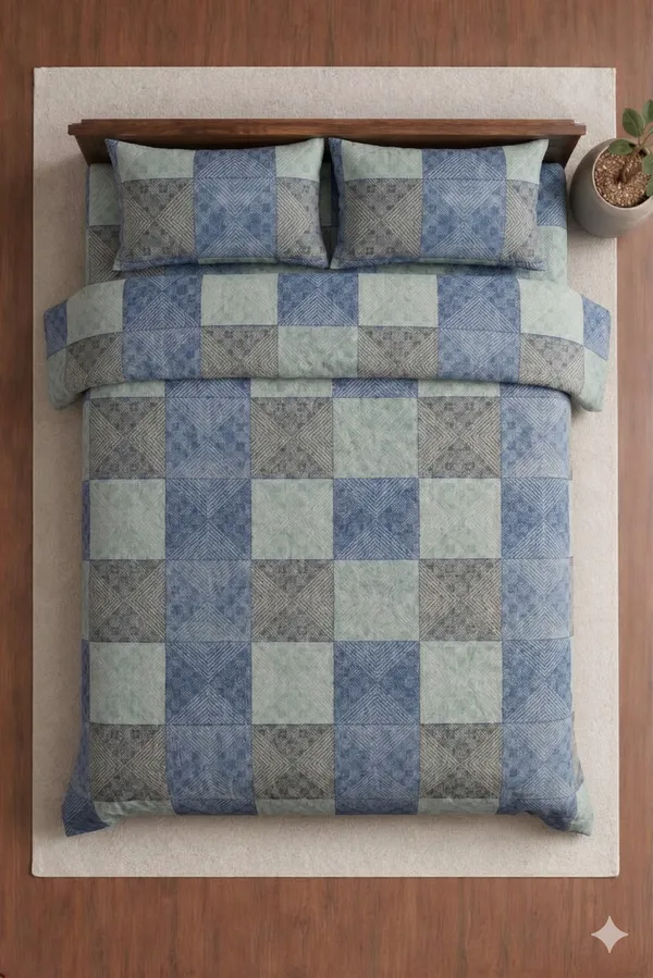 Blue_Cotton_Crown_Double_Bedsheet_With_210_Thread_Count