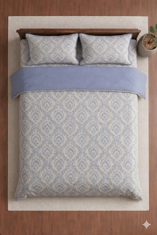 Blue_Cotton_Elegant_Diwan_Bedsheet_Set_With_180_Thread_Count