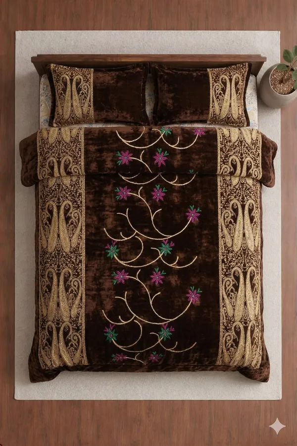 Brown_Cotton_Banarasi_Double_Bedsheet_With_310_Thread_Count