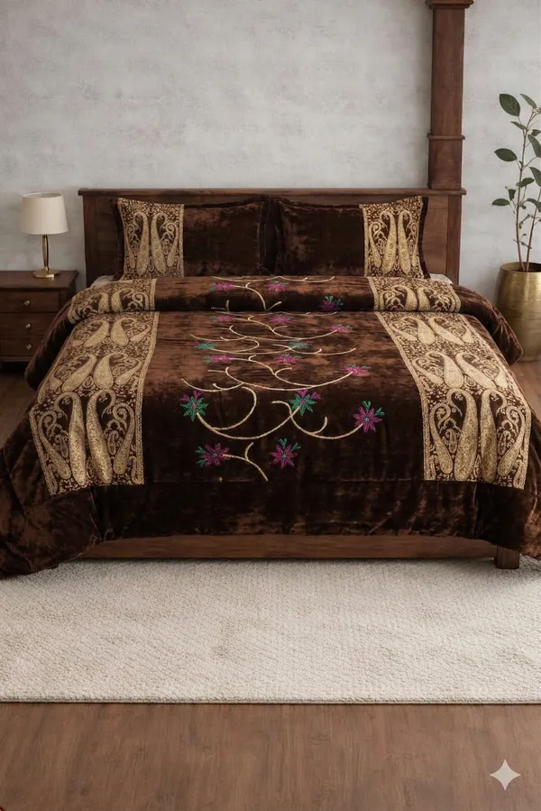 Brown_Cotton_Banarasi_Double_Bedsheet_With_310_Thread_Count