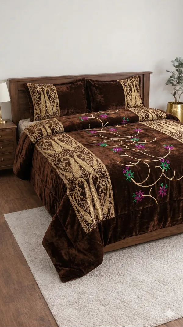 Brown_Cotton_Banarasi_Double_Bedsheet_With_310_Thread_Count
