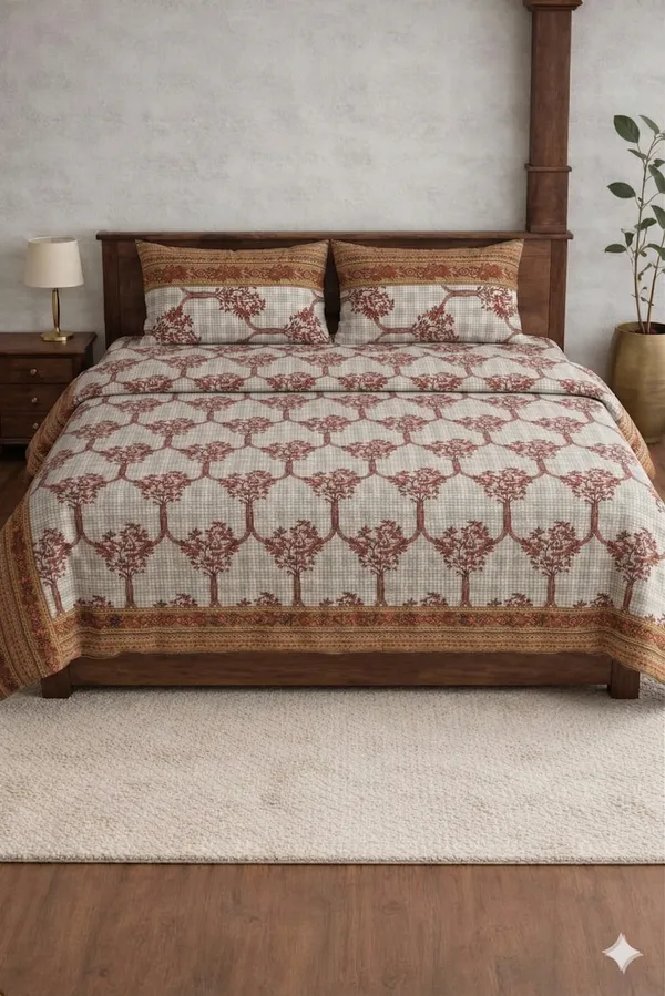 Brown_Cotton_Rajwada_Double_Bedsheet_With_180_Thread_Count