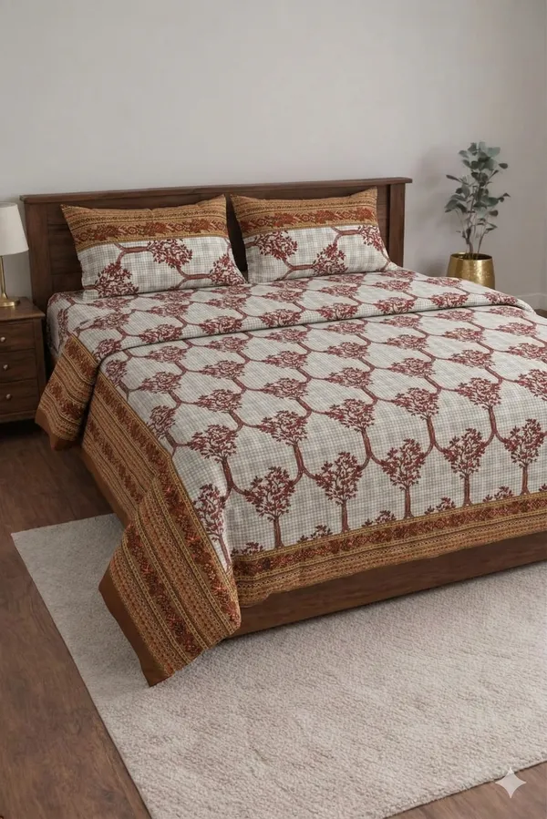 Brown_Cotton_Rajwada_Double_Bedsheet_With_180_Thread_Count