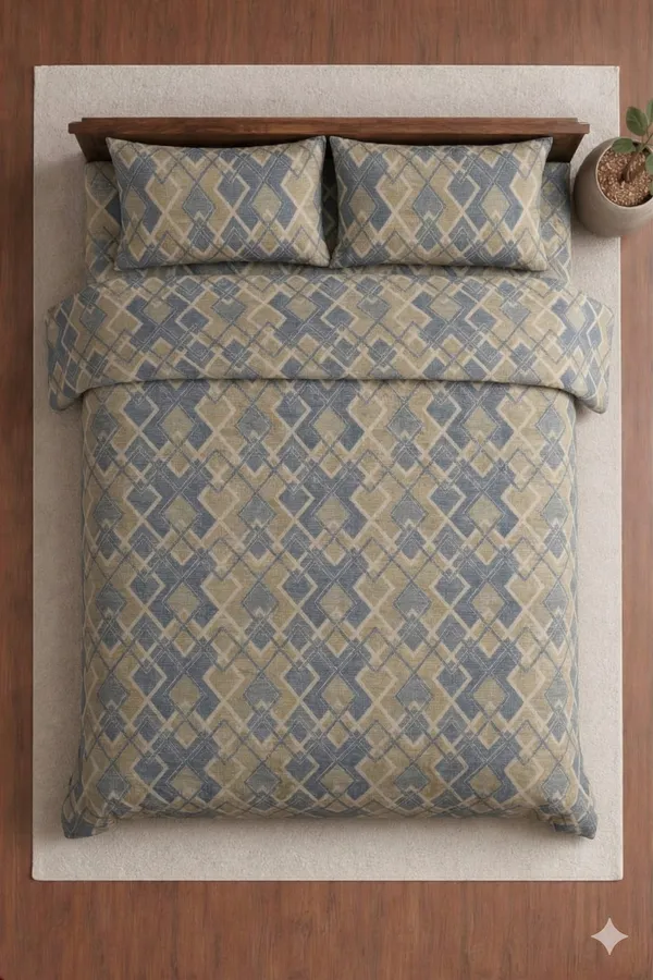 Blue_Cotton_Crown_Double_Bedsheet_With_210_Thread_Count