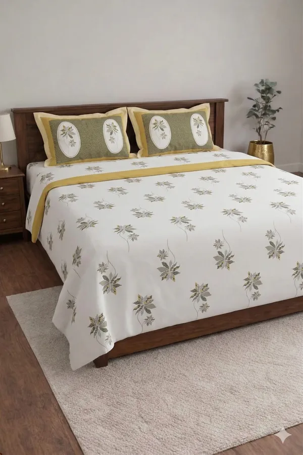 White_Cotton_Amruta_Double_Bedsheet_With_210_Thread_Count