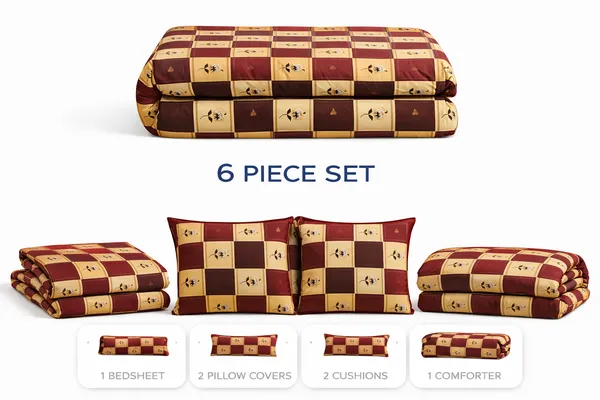 Red_And_Yellow_Cotton_6_Pc_Bedding_Set