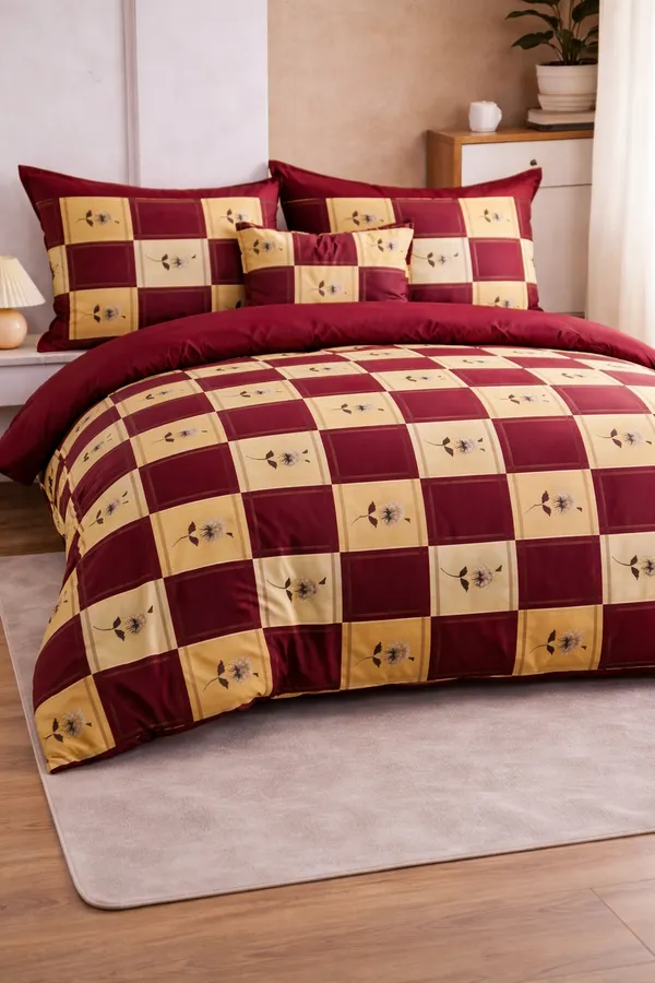 Red_And_Yellow_Cotton_6_Pc_Bedding_Set