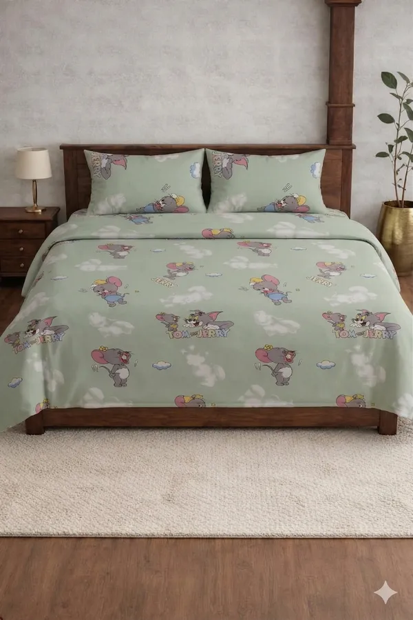 Green_Cotton_Comfy_Kids_Double_Bedsheet_With_210_Thread_Count