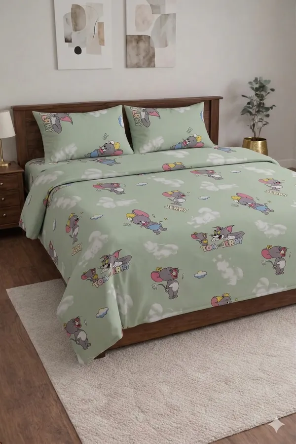 Green_Cotton_Comfy_Kids_Double_Bedsheet_With_210_Thread_Count