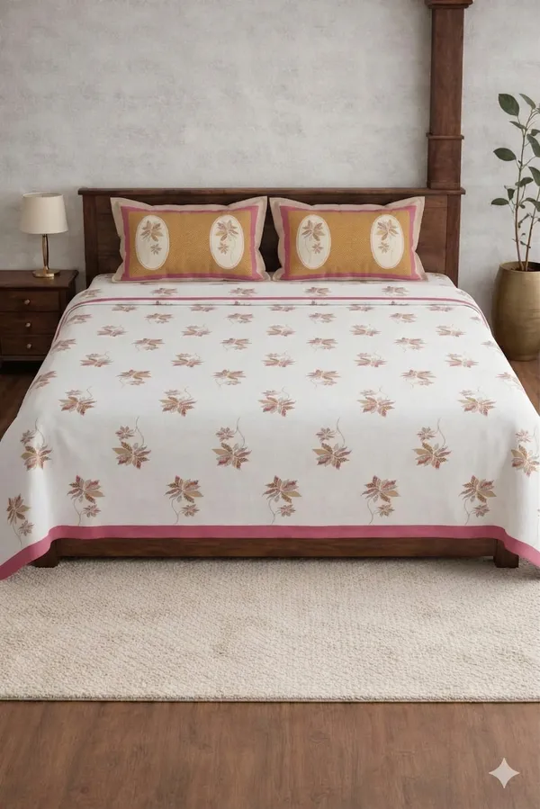 White_Cotton_Amruta_Double_Bedsheet_With_210_Thread_Count