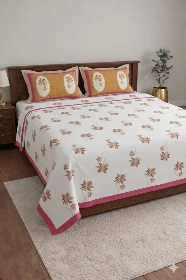 White_Cotton_Amruta_Double_Bedsheet_With_210_Thread_Count
