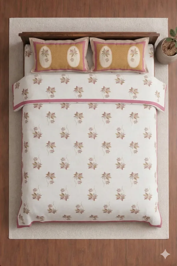 White_Cotton_Amruta_Double_Bedsheet_With_210_Thread_Count