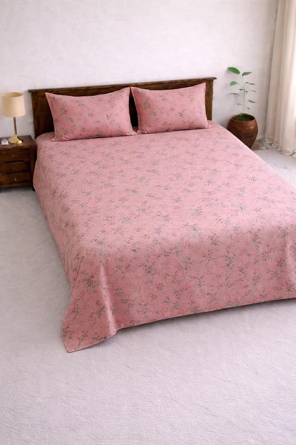 Pink_Cotton_Unique_Floral_Double_Bedsheet_With_210_Thread_Count
