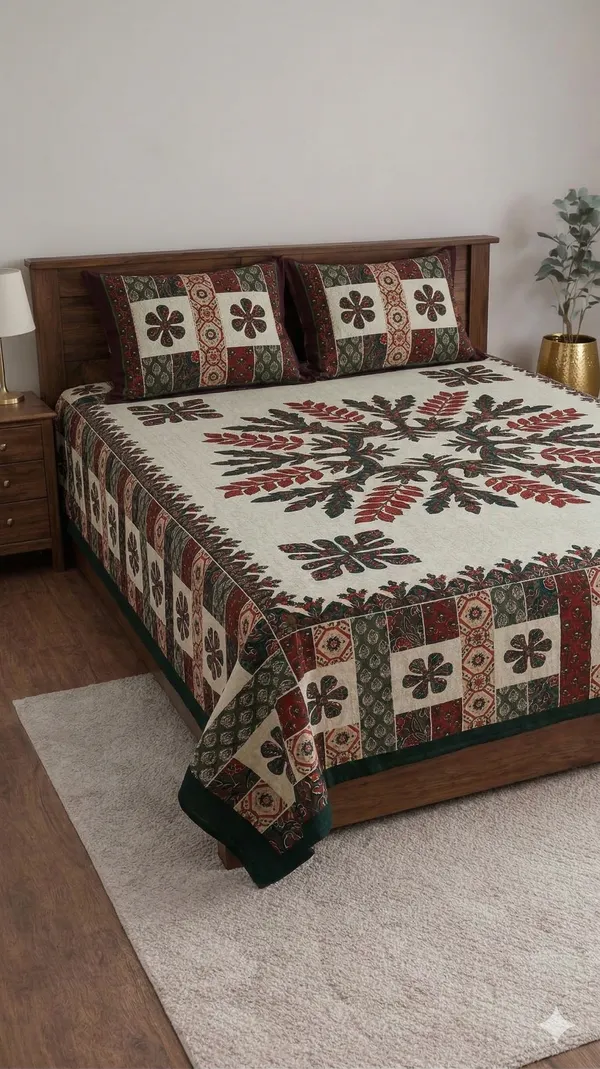 Multicolor_Cotton_Block_Jaal_Double_Bedsheet_With_180_Thread_Count