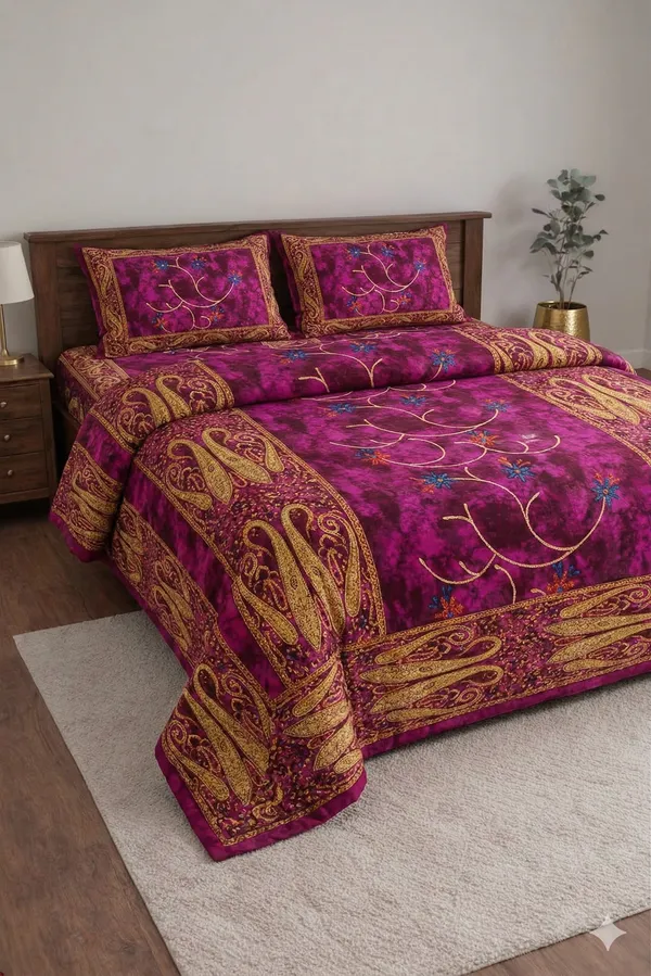 Pink_Cotton_Banarasi_Double_Bedsheet_With_310_Thread_Count
