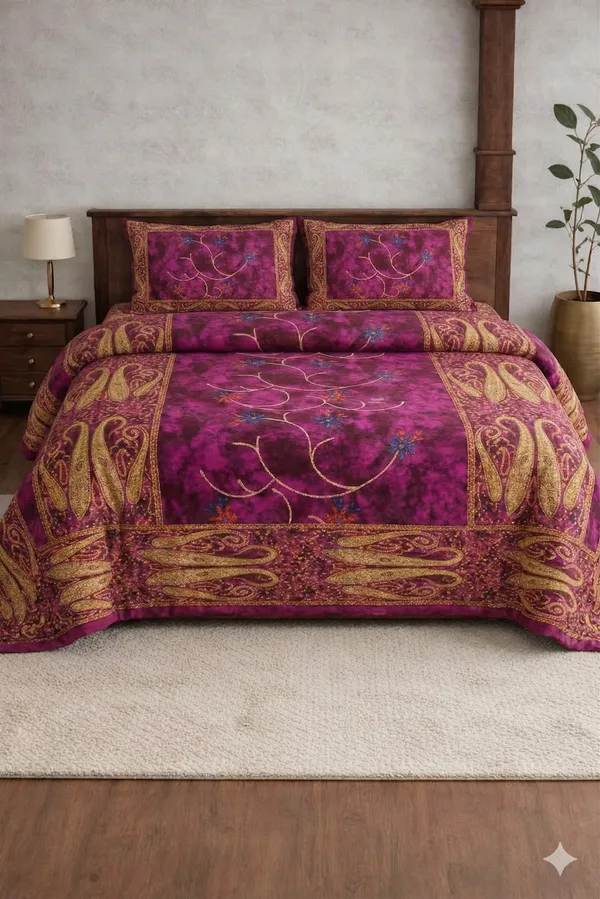 Pink_Cotton_Banarasi_Double_Bedsheet_With_310_Thread_Count