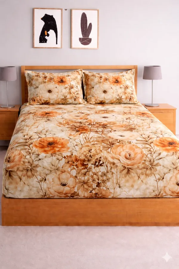 Multicolor_Cotton_Starfit_Double_Bedsheet_With_210_Thread_Count
