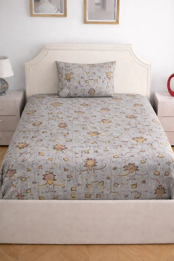 Grey_Cotton_Crown_Single_Bedsheet