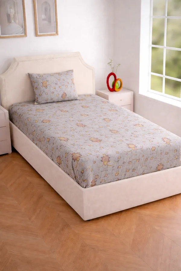 Grey_Cotton_Crown_Single_Bedsheet