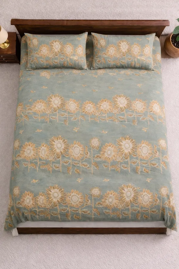 Green_Cotton_Unique_Floral_Double_Bedsheet_With_210_Thread_Count