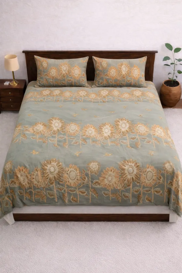 Green_Cotton_Unique_Floral_Double_Bedsheet_With_210_Thread_Count