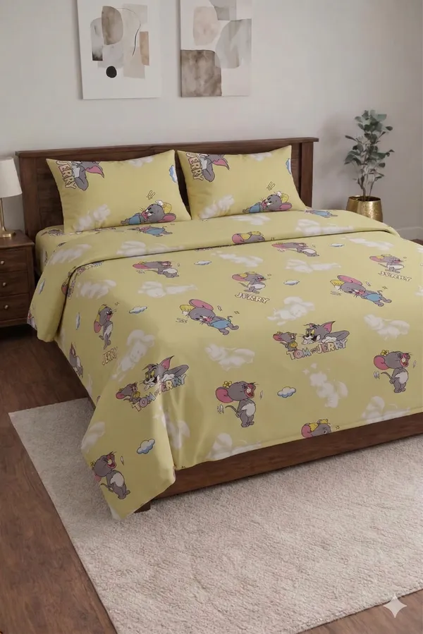 Yellow_Cotton_Comfy_Kids_Double_Bedsheet_With_210_Thread_Count