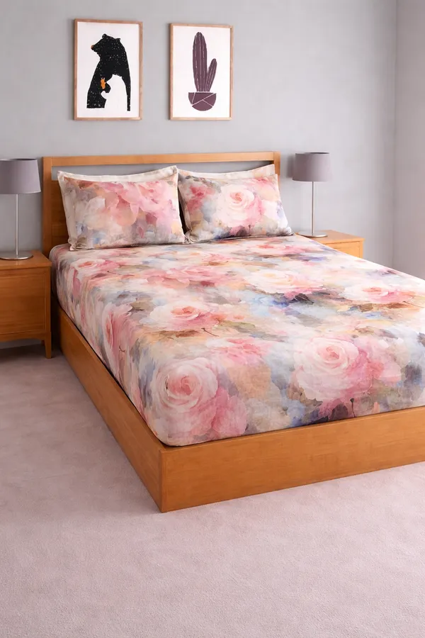 Multicolor_Cotton_Starfit_Double_Bedsheet_With_210_Thread_Count