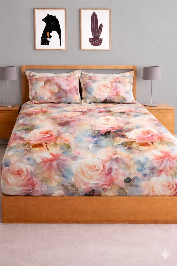 Multicolor_Cotton_Starfit_Double_Bedsheet_With_210_Thread_Count