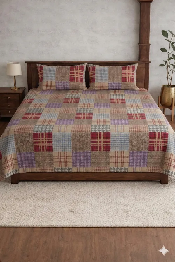 Multicolor_Cotton_Crown_Double_Bedsheet_With_210_Thread_Count