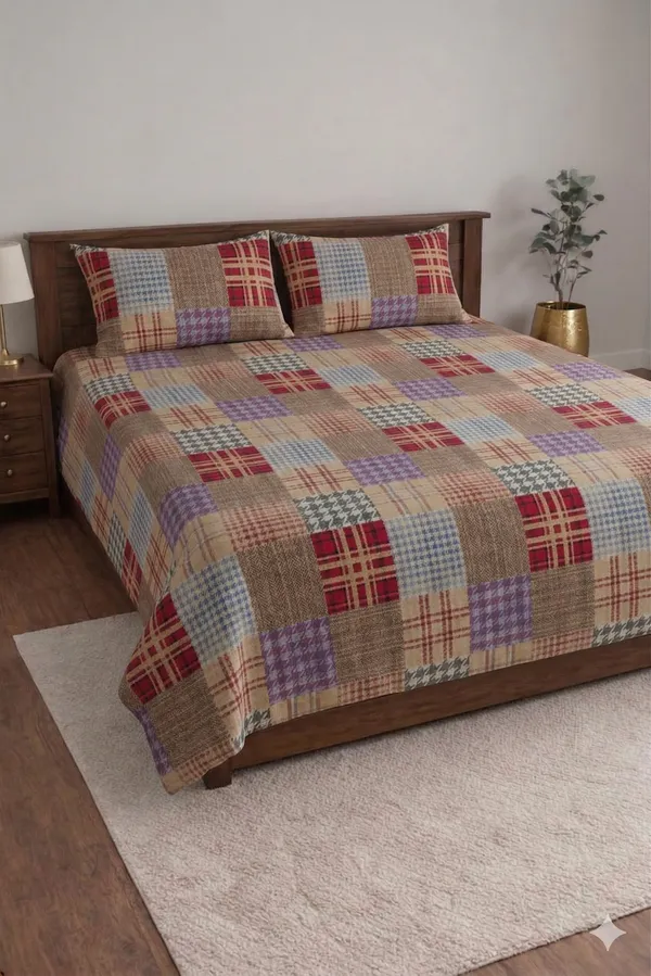 Multicolor_Cotton_Crown_Double_Bedsheet_With_210_Thread_Count